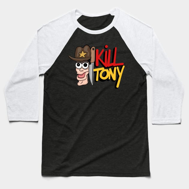 Kill Tony Fan Logo With Tony Hinchcliffe Head & Cowboy Hat With Handwritten Show Name (White) Baseball T-Shirt by Ina